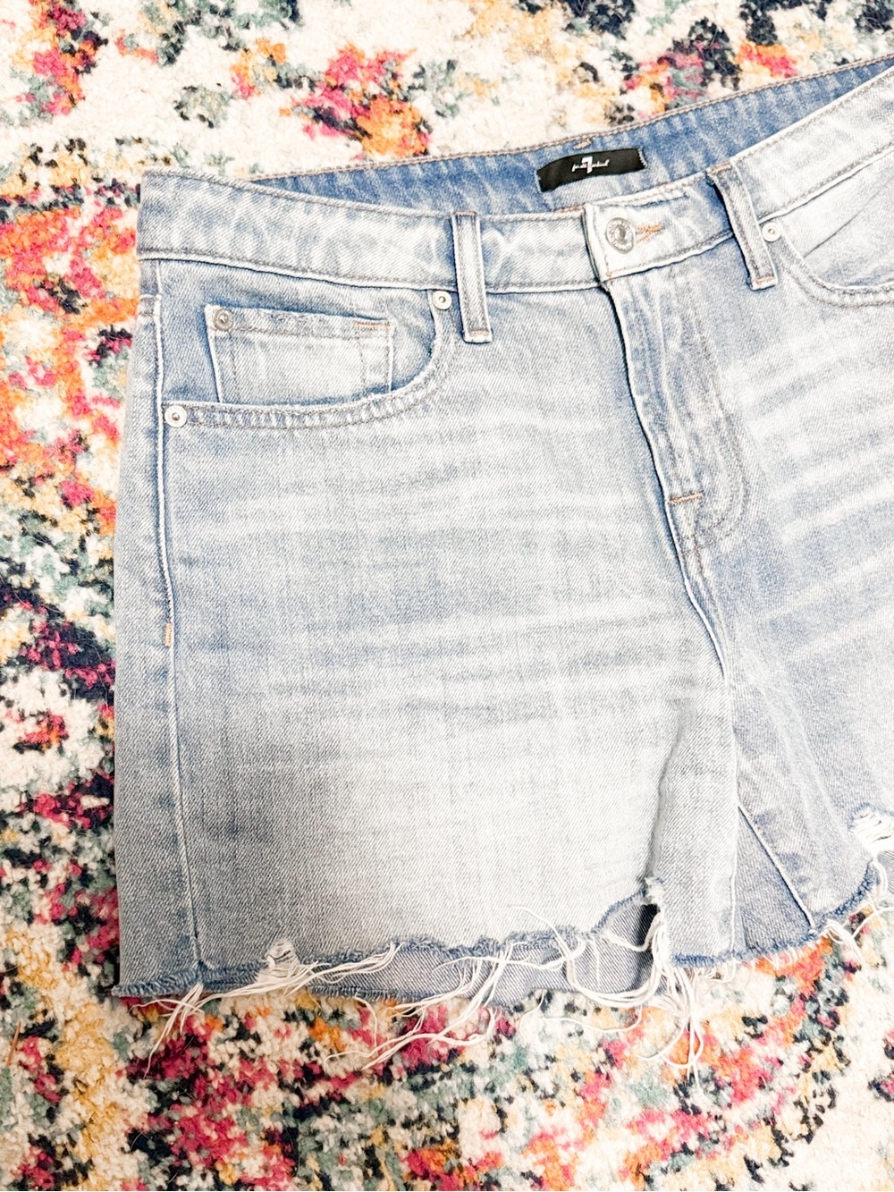 7 For All Mankind Monroe Long Short Time Off Vintage Cut Hem - Picture 5 of 8
